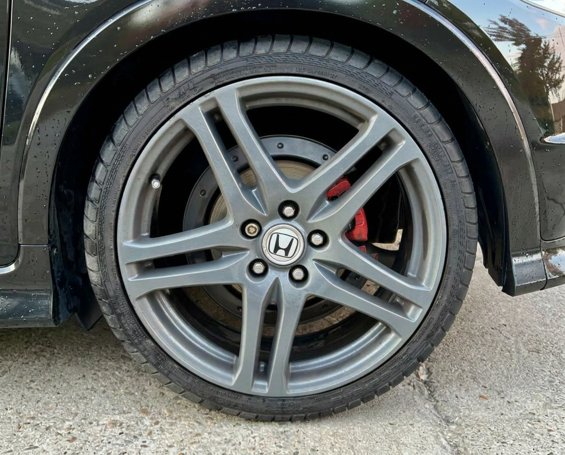 Rueda con llanta gris del coupé